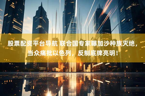 股票配资平台导航 联合国专家曝加沙种族灭绝，当众痛批以色列，反制底牌亮明！